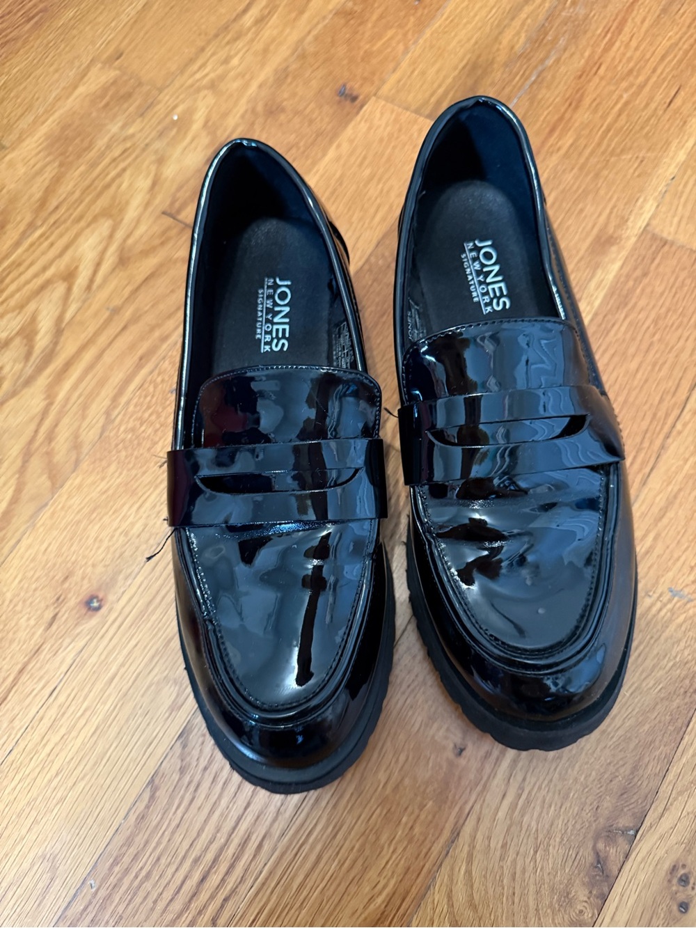 Jones New York Black Patent Leather Penny Loafers